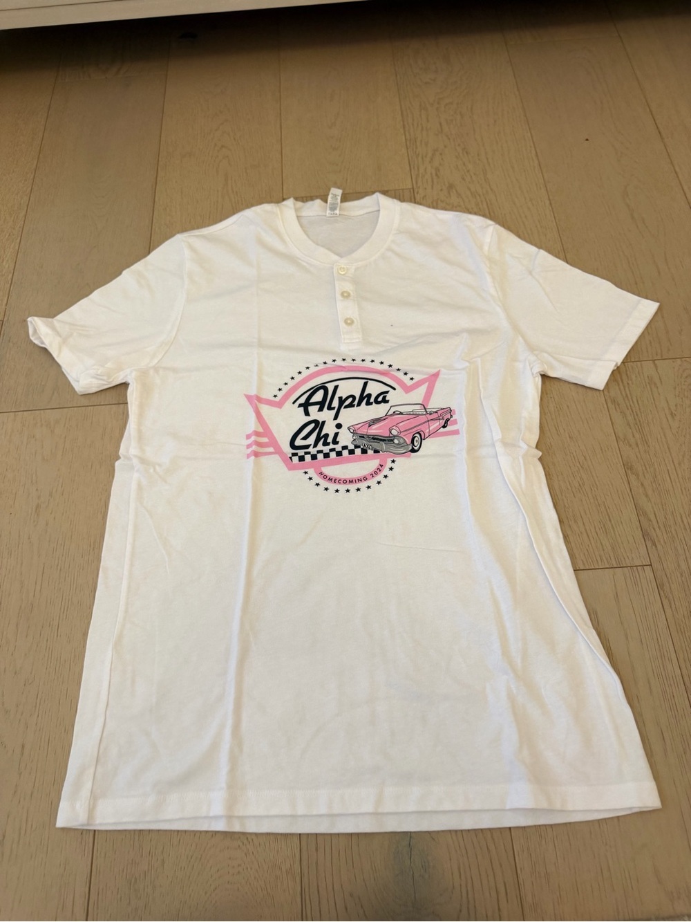 Alpha Chi Star+Tee White Henley Tee